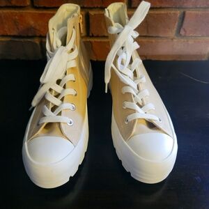 Sincerely Jules Women's Beige Designer HiTop Platform Sneakers #SJ-VESPA